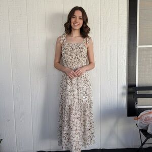 Chic Floral Ruffle Neck Dress